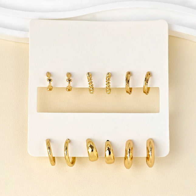Metallic C Shape Textured Hoop Earrings Vintage Twist Women Accessories
