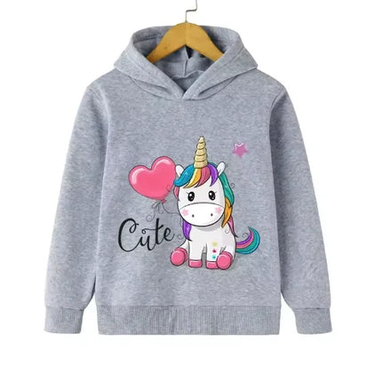 Autumn Winter Cute Unicorn Print Children's Hoodie Top Fashion Sports Long Sleeve Casual Boys Girl Pullover Kid Sweatshirt Coat