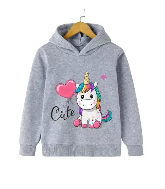 Autumn Winter Cute Unicorn Print Children's Hoodie Top Fashion Sports Long Sleeve Casual Boys Girl Pullover Kid Sweatshirt Coat