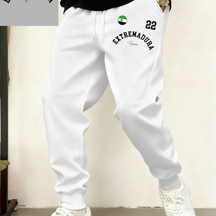 Extremadura España Flag Printed Sweatpants Mens Casual Loose Trousers Winter Fleece Warm Jogger Pants Basics Pocket Male Clothes