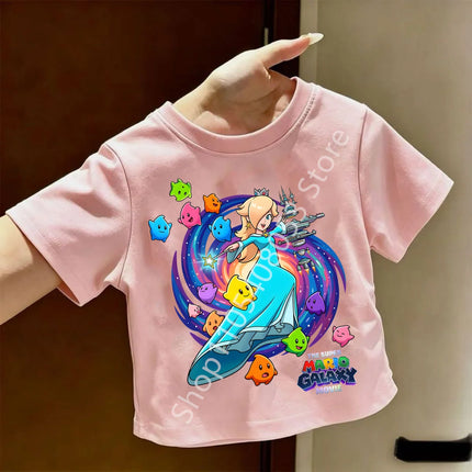 Super Marios T-shirt for Children Cartoon Anime Clothes Round Collar Clothing Short Sleeve Kid Summer Tee Top