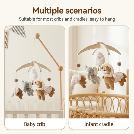 Baby Crib Mobile Rattle Toy For 0-12 Months Cartoon Felt Forest Animal Bed Bell Hanging Wooden Bracket Mobile Newbaby Rattle Toy