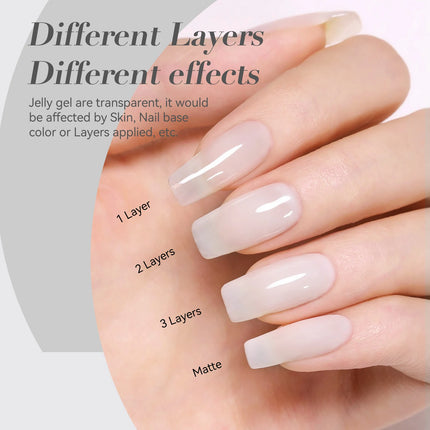 BORN PRETTY 15ml Jelly Gel Polish Milky White Nude Glitter Soak Off LED UV Gel Semi Permanent Nail Art Manicure Gel Varnish