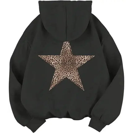 Star Graphic Hoodies Y2k Leopard Print Hooded Sweatshirt Cheetah Hoodie Fashion Casual HipHop Sweatshirt Harajuku Unisex