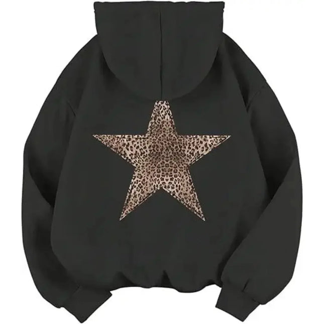 Star Graphic Hoodies Y2k Leopard Print Hooded Sweatshirt Cheetah Hoodie Fashion Casual HipHop Sweatshirt Harajuku Unisex