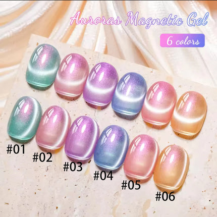 1-6PCS Popular Winter Internet Celebrity Hot-selling Northern Lights Cat Eye Magnet Gel Nail Polish Nail Art Nail Supplies