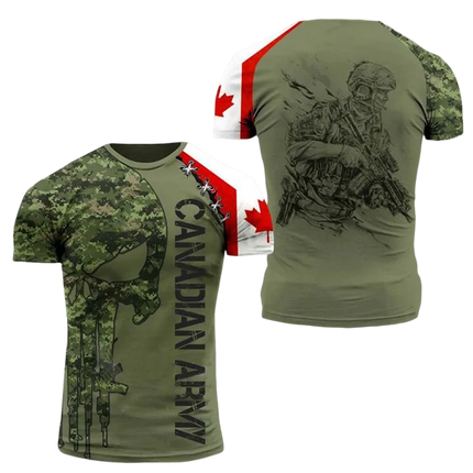 Canada Flag T Shirt Men Maple Emblem Camouflage Tops Pop 3D Jungle Camo Print Proud of Canadian T-shirt Beige Field Short Sleeve