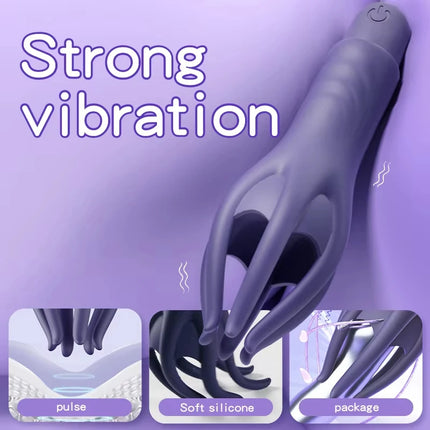 Powerful Vibrating Glans Trainer for Men Masturbator Penis G Spot Soft Fingertip Prolong Endurance Massage Vibrator Erotic Toys- VIBRATEUR