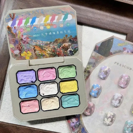 9 Grids Oil Paintting Nail Cream Gel Drawing Gel Paste 3D Texture Oil Gravel Sculpture Varnish Embossing Nail Art Gel