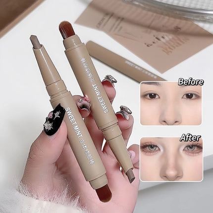 Contour Pen Double Head Bronzer Stick with Brush Nose Shadow Cream Contouring Pen Waterproof Natural Sculpting Makeup Cosmetics