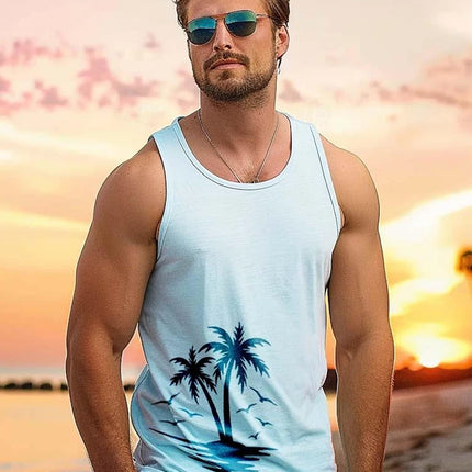 Summer Daily Casual Men's Sleeveless T-shirt Hawaiian Men's Tank Top Outdoor Beach Men's Tank Top Street Fashion Men's Tank Top