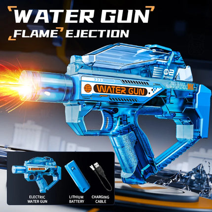 Electric Water Gun Toy Kids Water Squirt Gun with Lights and Sound Automatic Continuous Firing Watergun Beach Pool Outdoor Toy