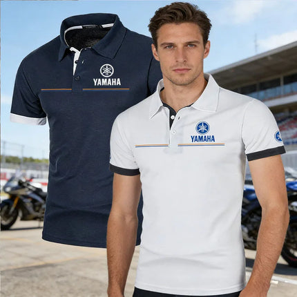 Yamaha Men's Polo Shirt Short Sleeve T-Shirt Casual Fashionable Patchwork Breathable and Comfortable Polo Shirt for Men Summer