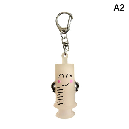 1PC Syringe-Shaped Ampoule Bottle Opener Keychain Rubber Cutter Aid Medication Vial Breaker Tool For Home Nurses And Doctors