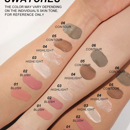 6-colour cushion cotton blush, skin-friendly highlighter that is not irritating, blends naturally without clumping.