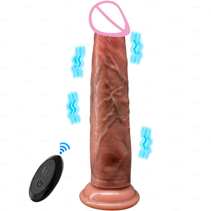 Vibration Sliding Foreskin Dildo USB Charging Suction Cup Strap on Dildo For Women and Man Realistic Silicone Penis GSpot Dildo