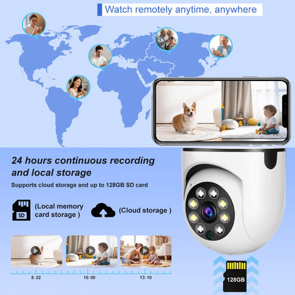 8MP HD PTZ WiFi Dual Lens Dual Screen E27 Bulb Camera Tuya Smart Life Security Video Surveillance Camera Ai Human Auto Tracking