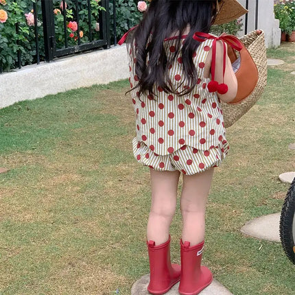 Baby Girl Summer Clothing Set Tops & Shorts Polka Dot Bloomers PP Shorts Pumpkin Short Pants Toddler Sleeveless T-shirts
