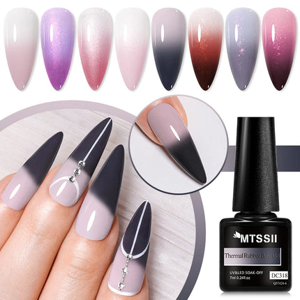 7ml Mtssii Glitter Jelly Thermal Gel Nail Polish Translucent Ombre Color Gel Polish Changing Temperature Varnish Nail Polish