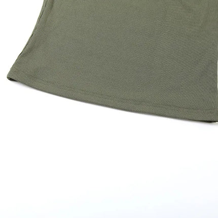 Green Thread Casual Tank Tops Woman Low-Neck Cross Strap Sleeveless Backless Crop Top Hot Girls High Street Classic Slim Fit Top