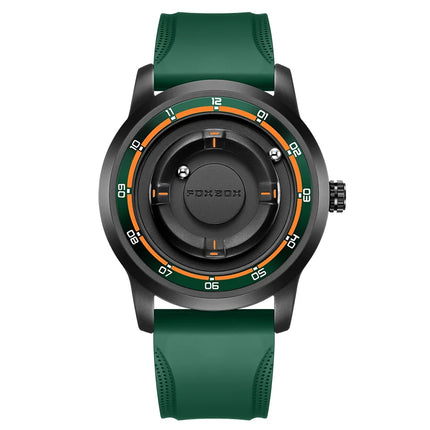 FOXBOX Watch Planet Design Fashion Floating Magnetic Pointer Free Ball Bearing Creative Simple Waterproof Quartz Watch for Men
