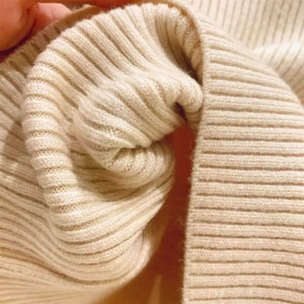 Girls Sweater Winter Fashion High Neck Solid Color Bottom Shirt Children High Elasticity Irregular Collar Knit Pullover