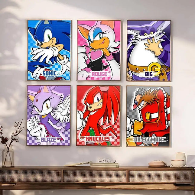 Kawaii Sonic Anime Poster Wall Art Waterproof / Affiche Murale Sonic Kawaii