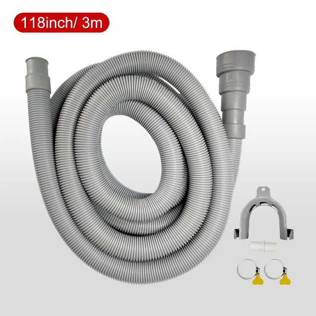 1pc Washing Machine And Dishwasher Drain Pipe Kit, Including Flexible Corrugated Pipe, Extension Adapter And Hose Clamp