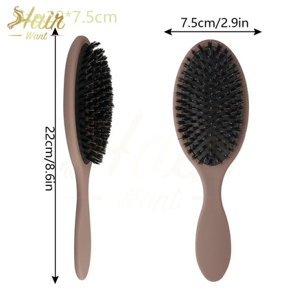 Hair Want Boar Bristle Hair Brush Matte Hair Extension Brush Nylon Paddle Cushion Detangling Smoothing Comb for Hair and Wigs