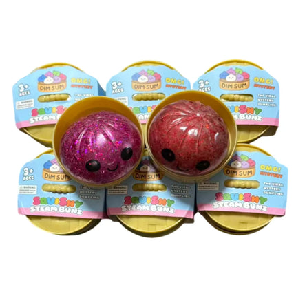 Glitter Dumpling Squishy with Box Dumplings Sensory Steamer Soft TPR Dough Ball for Decompression Fidget Toy Stress Relief Gift