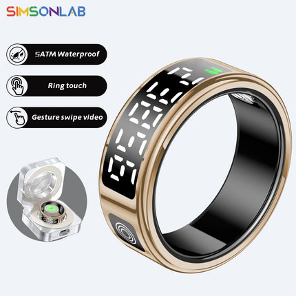 2026 New Smart Ring Display Screen Gestures Brush Video 5ATM Waterproof  Remote Camera Blood Pressure Monitoring For Men Women