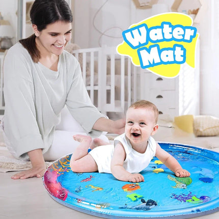 1pc 96cm/37.8inch Round Dolphin Inflatable PVC Playing Mat Baby Play Water Mat Toddler Pad Kids Early Education Activity Toy Mat