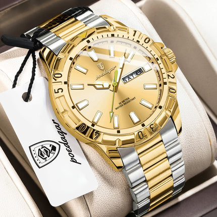 POEDAGAR Business Man Watch Waterproof Luminous Date Week Men Watch Sports Male Wristwatch Stainless Steel Men's Quartz Watches