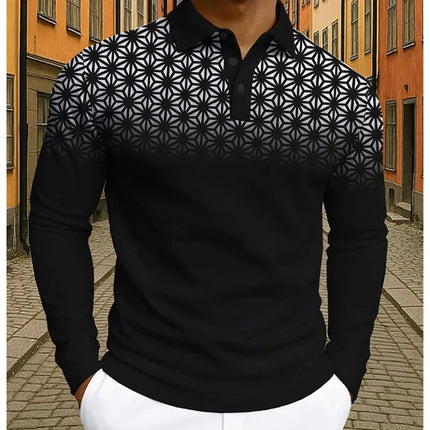 Long Sleeved Polo Shirt with Collar Autumn Ordinary Simple Casual T-shirt Daily Top