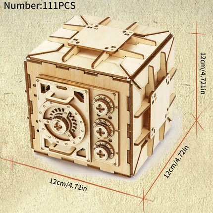 3D Wooden Puzzle DIY Locker Puzzle Box with Combination Model Kit for Adults and Kids to Build  Mechanical Store Your Precious
