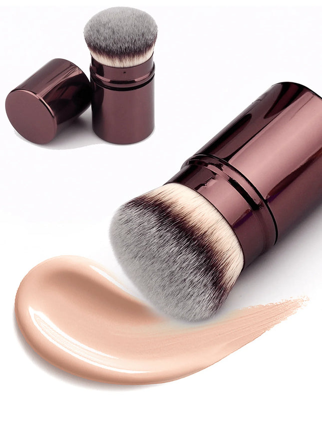 1 Retractable Foundation Makeup Brush with Cover, Soft Bristles, Easy to Apply Makeup, Super Soft Makeup Brush
