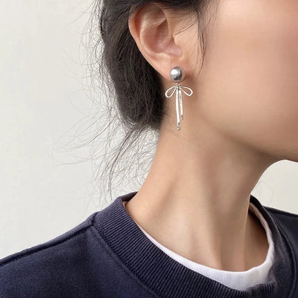Elegant Red Zircon Butterfly Drop Earrings for Women Temperament Sweet Metal Bow Earrings Fashion Girl Jewelry Accessories