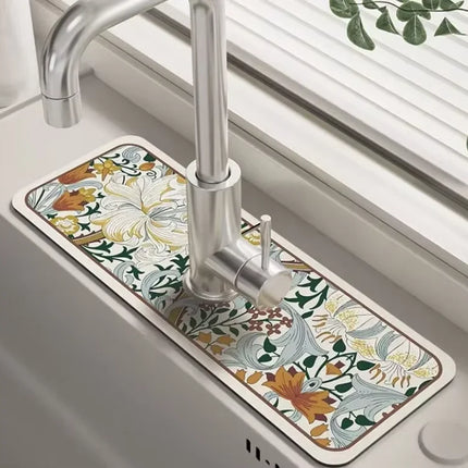 VIKAMA Cartoon Cute Faucet Mat Kitchen Super Absorbent Mat Coffee Machine Drain Mat Drying Mat Quick-Drying Bathroom Drain Mat