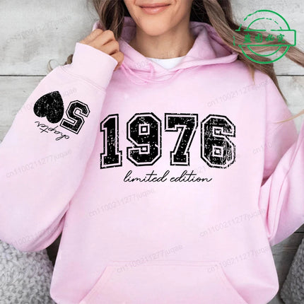 50th Birthday Men Hooded Hoodies Personalized Limited Edition 1976 Print Fashion Hoodie Sweatshirt Hip Hop Casual Unisex Clothes
