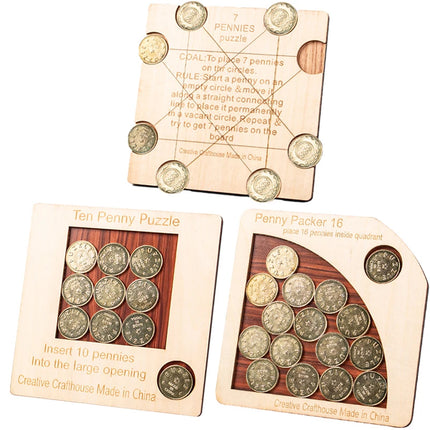 Penny Coin Puzzle Challenging Brain Teaser Puzzles Adults Kids Logic And Strategy Games IQ Test Toys Unique Educational Gifts