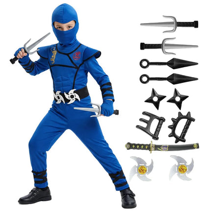 Boy/Girl Ninja Costume Toddler Masked Warrior Performance Outfit Halloween Anime Roleplay Holiday Carnival Party Costume
