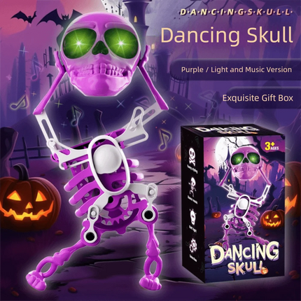 Dancing and Swinging Skull Toy Dancing Skeleton Wind Up Skeleton Clockwork Lighted Action Figure Articulated Flexible Skeleton