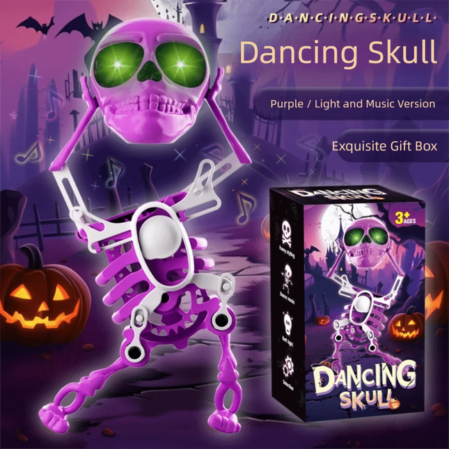Dancing and Swinging Skull Toy Dancing Skeleton Wind Up Skeleton Clockwork Lighted Action Figure Articulated Flexible Skeleton