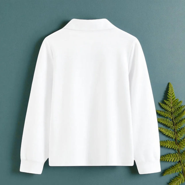 Baby Girls Shirts for Kids Sweatshirt Long Sleeve White Tops Kids Pullover Outfits Shirts Children Clothes 5 7 8 11 12 13 Years