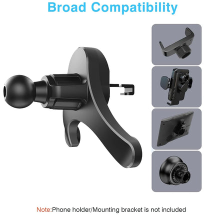 Universal Car Air Vent Clip 17mm Ball Head - Adjustable Metal Hook for Phone Holder & Wireless Charger
