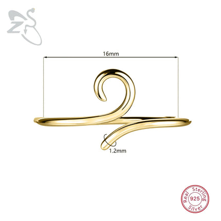 ZS 1PC 16G 925 Silver Inner Hook Outer Hook Eyebrow Ring Spiral Bridge Nose Stud Helix Earring Gold Color Cartilage Piercing