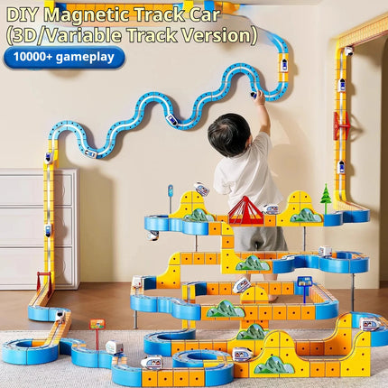 DIY Magic Transforming Magnetic Cube Track Set Electric Anti-Gravity High-Speed Train Model Toy Building Blocks Vehicle Track