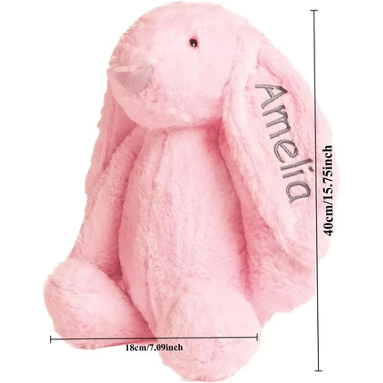 Personalized Cute Plush Bunny Super Soft Custom Stuffed Animal with Embroidered Name on Ear Ideal for Birthday Kid Children Gift
