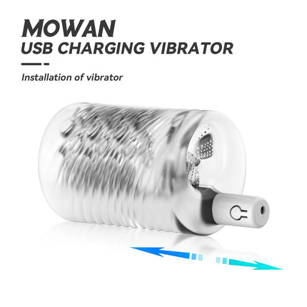 Vibration Vagina Blowjob Male Masturbator Transparency Vibrating Penis Massager Masturbation Cup Sex Toys for Men Pocket Pussy