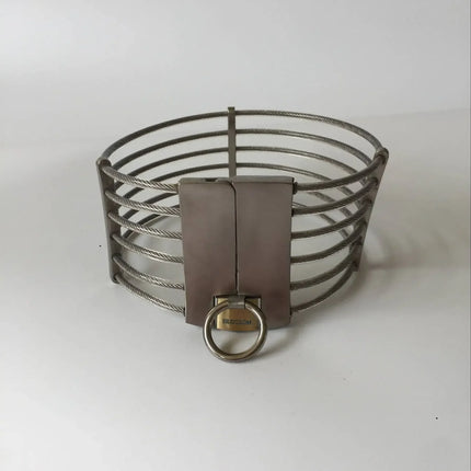Lockable Stainless Steel Neck Collar Bondage Restraints Wire Chocker Posture Slave BDSM Necklace Metal Collar Adult Sex Toys